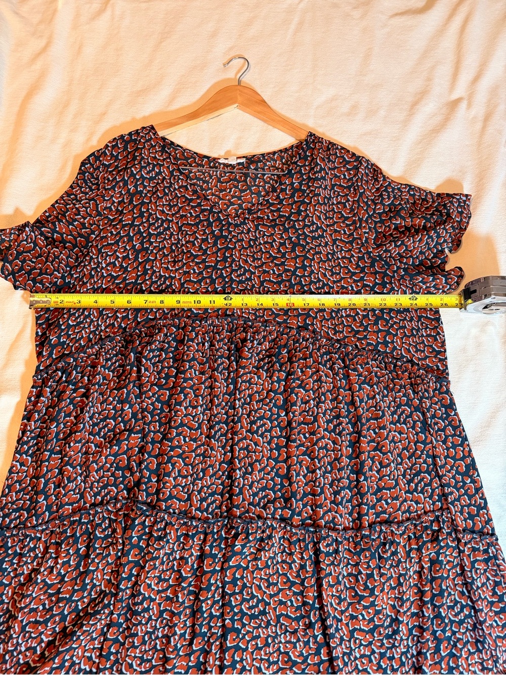 Oddy 3XL Leopard Print Tiered Babydoll Dress Rust Black Plus Size - Picture 4 of 5